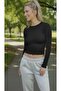 Black Crew Neck Slim Fit Soft Touch Long Sleeve Blouse Oversize Body Hzlrbnbisdüz11Body - 3