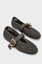 Dannie Hand Knitted Straw Leather Lined Women's Ballerinas - 2