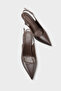 Steffi Genuine Leather Pointed Toe Mid-Heel Buckled Open-Back Women's Shoes - 4