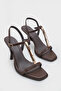 Nikkie Flat Toe Metal Single Strap Mid Heel Ankle Strap Women's Shoes