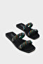 Kora Flat Heeled Women's Slippers with Stone Straps and Blunt Toe