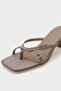 Milena Blunt Toe Medium Heeled Double Stone Buckle Satin Women's Slippers - 2