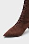 Suzanne Pointed Toe Lace-Up Side Zipper Stylish Women's Boots with Medium Heel - 6