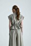 Bonita Shirt Collar Zippered Waist Adjustable Sleeveless Stone Color Blouse - 5