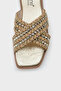 Kyla Flat Heeled Blunt Toe Metal Accessory Cross Strap Straw Women's Slippers - 4