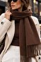 Soft Feel Women's Scarf – Soft Textured Wide Oversized Tassel Shoulder Shawl - 2