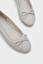 Genuine Leather Bow Round Toe Women's Ballerinas - 4