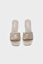 Malka Women's Short-Heeled Slipper with Round Square Toe, Stone-Studded Buckle - 4