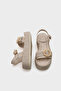 Vanda Wooden Single Buckle Leopard Straw Wedge Heeled Women's Sandals - 5