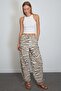 Zebra Patterned Trousers with Tie at the Waist and Cuffs - 3