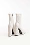 Women's Stretch Boots White Patent Leather - 4