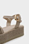 Vanda Wooden Single Buckle Leopard Straw Wedge Heeled Women's Sandals - 3