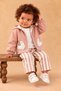 Rocha Baby Salmon Duck Figured Hooded 3-Piece Set - Cotton with Striped Trousers Transitional Set