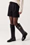 Women's Buckle Riding Boots with Bellows and No Zipper, Velote Black - 4