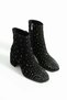 Women's Genuine Leather Stone Boots Black Suede - 3