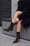 Women's Heeled Boots Pointed Toe Goblet Heel Daily Classic Boots Holes Brown Suede - 4