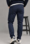 Men's Linen Trousers Slim Fit Lycra Stretchy Chino Navy Blue 106 - 3