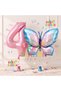 Pink Blue Butterfly and Pink Number Balloon 4 Years Old Balloon Set Butterfly Concept Birthday Foil Balloon Set