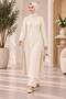 Women's tunic knitwear set with fisherman neckline, striped, and camisole details - 4