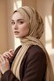 Crepe Chain Patterned Beige Color 75X195 Non-Fading Shawl - 5