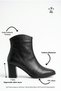 Women's Black Winter Leather Classic Side Zipper Pointed Toe Thick Heeled Boots 143 - 2