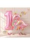 Pink Dinosaur 1 Year Old Pink Color Number Balloon Set Cute Pink Dinosaur Concept Birthday Balloon Set