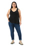 Plus Size V-Neck Flared Cut Black Blouse - 2