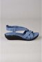 Zyn 9038 genuine leather women's anatomical sandal blue - 5