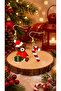Miyuki Beads Handmade Teddy Bear and Candy Cane Earrings New Year Christmas Noel