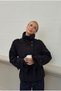 Women's Neoprene Belted Coat - High Collar Trench Coat Style Coat Black - 2