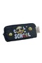 RECTANGULAR 3 ZIPPER PEN CASE BLACK SCHOOL EMOJI
