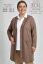Women's Plus Size Seasonal Ecrin Fabric Long Mother Cardigan (95 cm) - Knitted Comfortable Fit with Stone-Attached Buttons