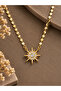 Brass Zircon Stone Pole Star Model Crushed Chain Gold Color Women's Necklace