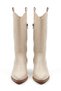 Matte Leather Embroidered Zipper Detailed Western Cowboy Boots Beige - 8
