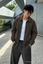 Men's Seasonal Zippered Polo Collar Brown Bomber Jacket