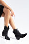 Western Cowboy Women's Faux Leather Black & Black Embroidered Short Boots M0012 - 4