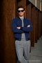 Men's Seasonal Nubuck Jacket Sport Bomber Navy Blue Jacket - 5