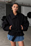 Zr Model Black Stand Collar Gabardine Fabric Oversize Women's Trench Coat Jacket