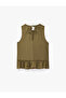 Aerobin Fabric Tied Halter Neck Sleeveless Ruffled Satin Blouse - 7