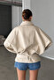 Zr Model Beige Stand Collar Gabardine Fabric Oversize Women's Trench Coat Jacket - 6