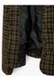 Long Sleeve Buttoned Stand Collar Tweed Peplum Plaid Jacket - 6