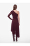 Asymmetrical Cut Draped Voluminous Long Sleeve One Shoulder Tulle Dress - 4