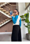 Blue Slim Fit Contrast Long Sleeve Blouse - 5219 - 4