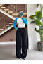 Blue Slim Fit Contrast Long Sleeve Blouse - 5219 - 5