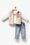 Boy's Pocket Detailed Plush Vest, Printed Sweatshirt and Jeans 3-Piece Set 8308 Wnt - 5
