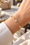 Gold Plated Square Stone Minimalist Chain Bracelet - 2