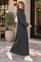 Corded Fabric Knitwear Dress K3005 Anthracite