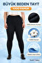 Women's Black Cotton Ribbed Plus Size Leggings
