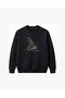 Boho Green Butterfly Embroidered Crew Neck Sweatshirt Unisex - 2