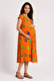 Women's Viscose Maternity Dress Orange Fish Pattern Summer Casual Dress - 2